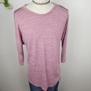 Cellbes Pink Knit Sweater Accents On Sleeves Sz XL